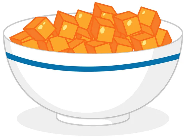 Dés Bonbons Orange Dans Bol Illustration Isolée — Image vectorielle