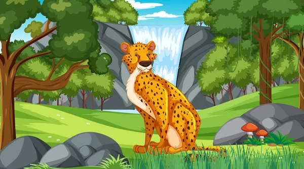 Gepard Pralese Nebo Deštném Pralese Denní Scéně Ilustrace — Stockový vektor