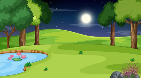 Blank Nature Landscape Night Scene Illustration — Stock Vector
