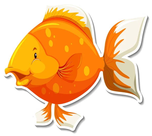 Mignon Poisson Mer Animal Dessin Animé Autocollant Illustration — Image vectorielle