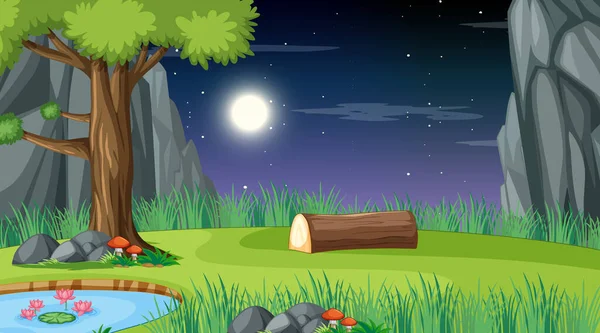 Paisaje Naturaleza Blanco Ilustración Escena Noche — Vector de stock