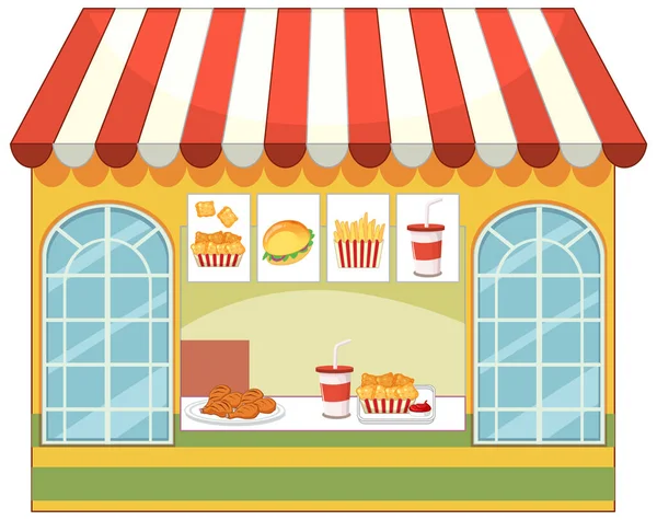Fast Food Dükkanının Önü Izole Edilmiş — Stok Vektör