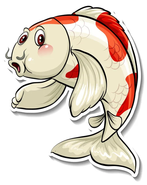 Koi Короп Риби Мультфільм Наклейка Ілюстрація — стоковий вектор