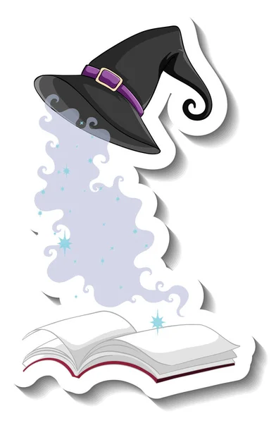 魔女の帽子と白い背景イラストの本 — ストックベクタ