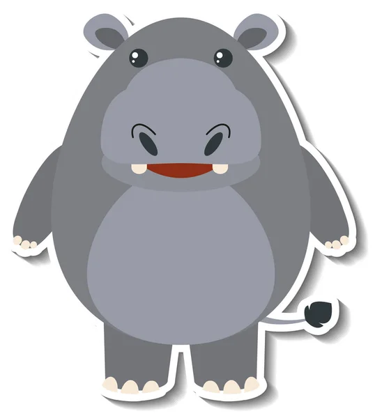 Une Illustration Mignonne Dessin Animé Hippopotame Animal Autocollant — Image vectorielle