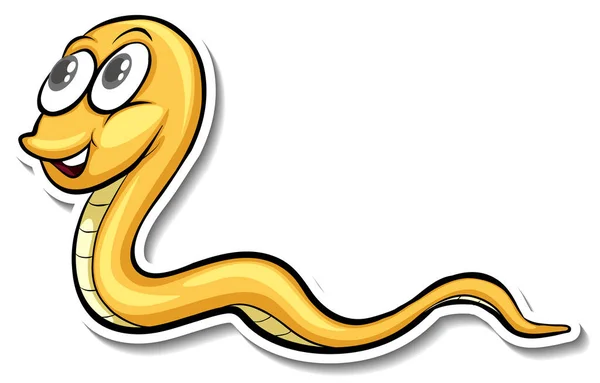 Cute Snake Cartoon Animal Sticker Illustration — Stock Vector