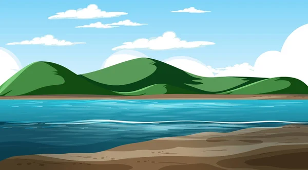 Paisaje Naturaleza Blanco Escena Diurna Con Ilustración Fondo Montaña — Vector de stock