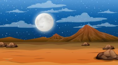 Çöl ormanı manzarası, gece manzarası.
