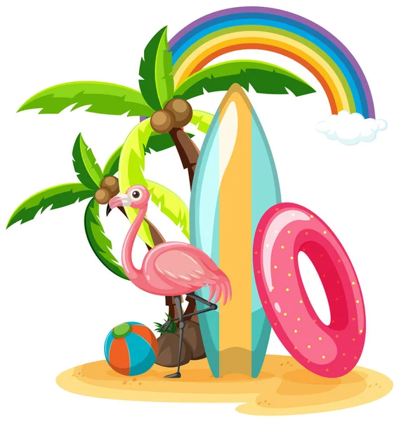 Summer Beach Icons Island Isolated Illustration — Stock Vector