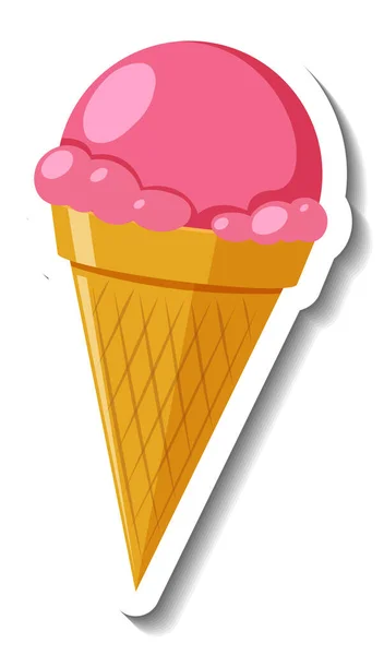 白色背景图上的草莓冰淇淋锥 — 图库矢量图片