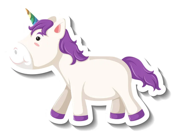 Lindo Unicornio Pie Pose Sobre Fondo Blanco Ilustración — Archivo Imágenes Vectoriales