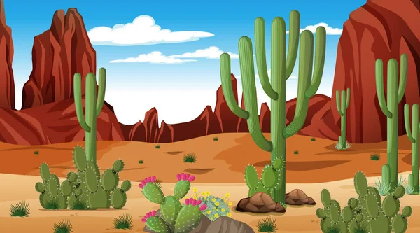 Paisaje Del Bosque Del Desierto Ilustración Escena Diurna — Vector de stock