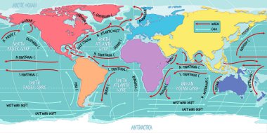 Okyanus güncel dünya haritası.