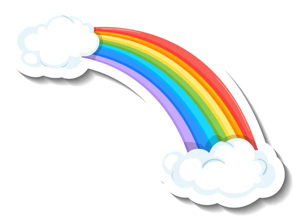 Isolated Rainbow Clouds Cartoon Sticker Illustration — Stock Vector