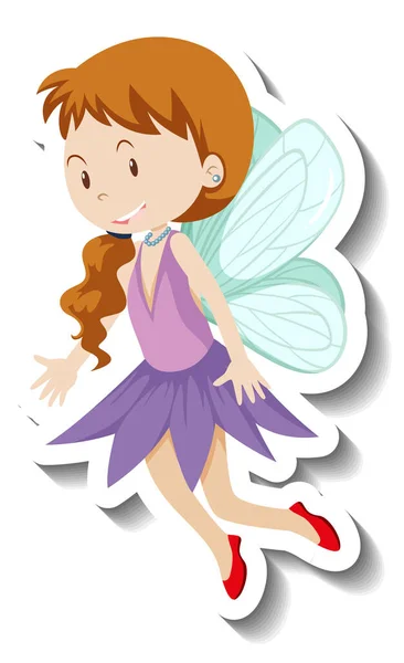 Cute Fairy Cartoon Character Sticker Illustration — Stock Vector