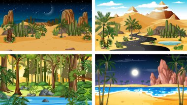 Dört farklı yatay sahne çizimi