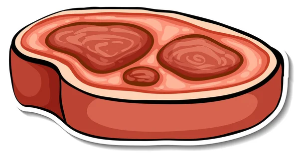 Adesivo Carne Cruda Sfondo Bianco Illustrazione — Vettoriale Stock