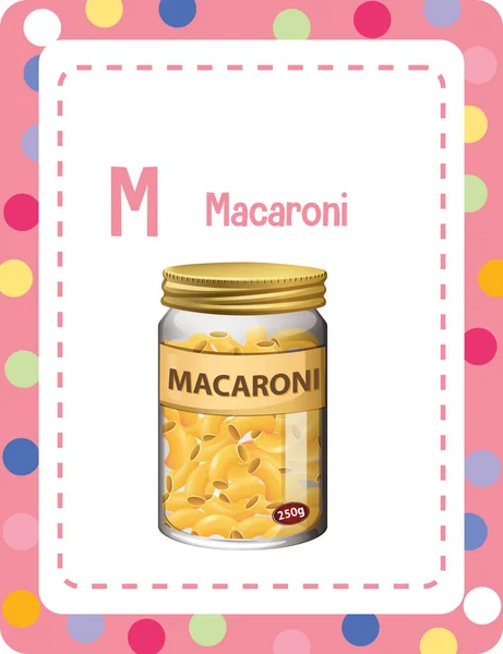 Alphabet Flashcard Γράμμα Για Macaroni Εικονογράφηση — Διανυσματικό Αρχείο