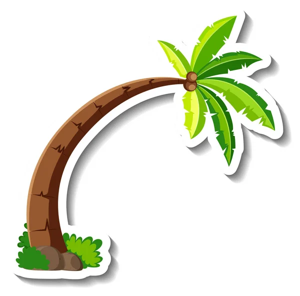 Plantilla Adhesiva Con Ilustración Aislada Palmera Cocotero — Vector de stock