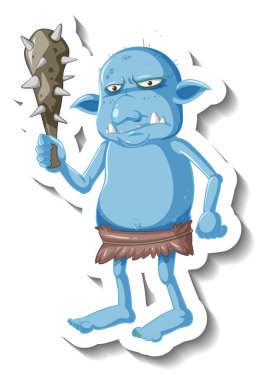 Mavi goblin ya da troll çizgi film karakteri çıkartması