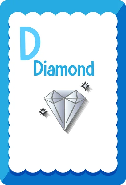 Alfabet Flashcard Met Letter Voor Diamond Illustratie — Stockvector