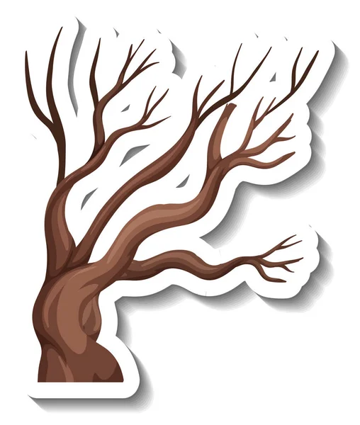 Isolated Dry Tree Cartoon Sticker White Background Illustration — Stock Vector