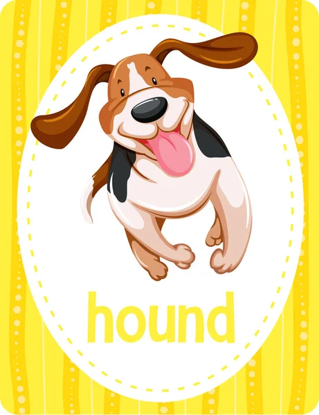 Словник Флеш Карти Словом Hound Ілюстрація — стоковий вектор