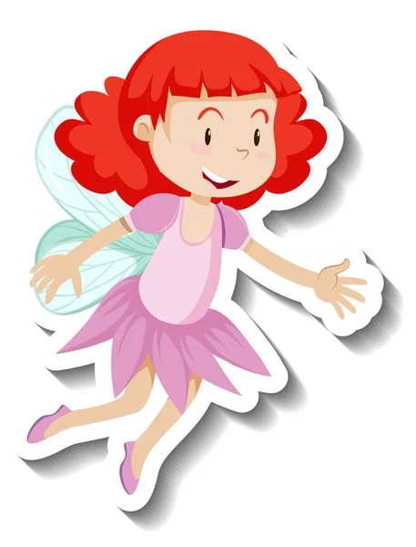 Cute Fairy Cartoon Character Sticker Illustration — Stock Vector