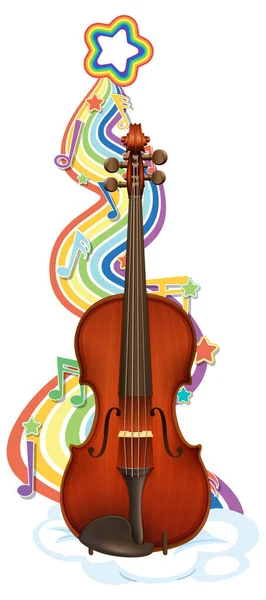 Violin Med Melodi Symboler Regnbue Bølge Illustration – Stock-vektor