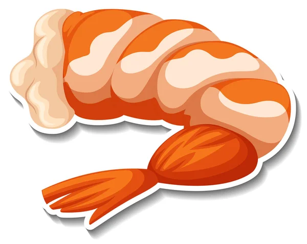 Sticker Crevettes Bouillies Sur Fond Blanc Illustration — Image vectorielle