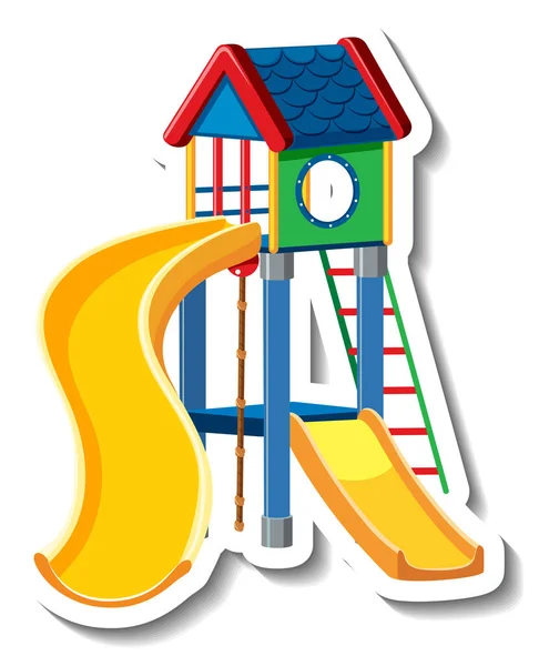 Modello Adesivo Con Illustrazione Attrezzature Parco Giochi Bambini Scivolo — Vettoriale Stock