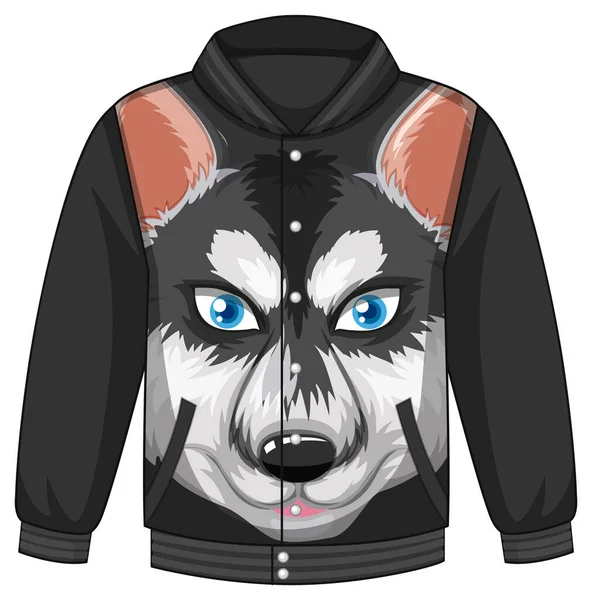 Eleje Bombázó Kabát Szibériai Husky Kutya Minta Illusztráció — Stock Vector