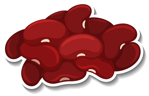 Autocollant Haricots Rouges Sur Fond Blanc Illustration — Image vectorielle