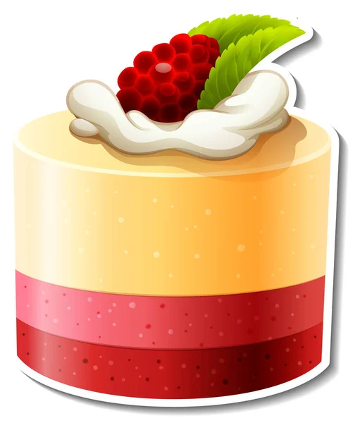 Gâteau Trois Couches Avec Autocollant Framboise Isolé Sur Fond Blanc — Image vectorielle