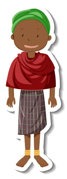 Tribal Woman African Tribe Outfit White Background Illustration — Stock Vector