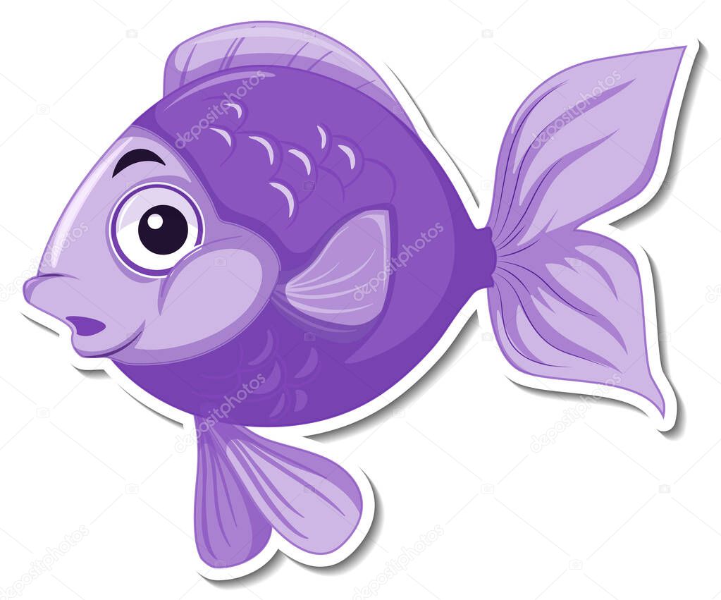 Cute fish sea animal cartoon sticker illustration