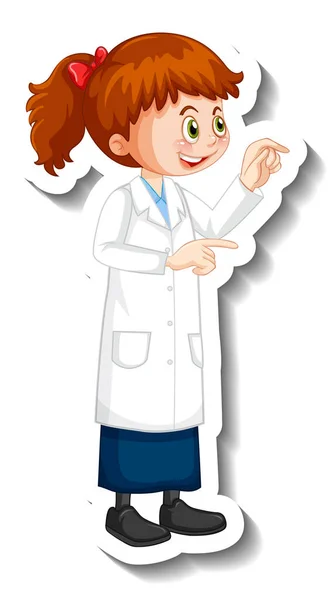 Wissenschaftlerin Mädchen Cartoon Figur Stehender Pose Illustration — Stockvektor