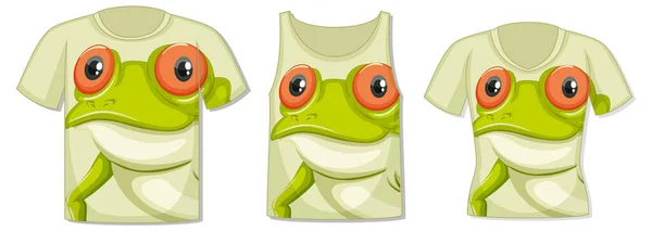 Devant Shirt Avec Illustration Modèle Visage Grenouille — Image vectorielle