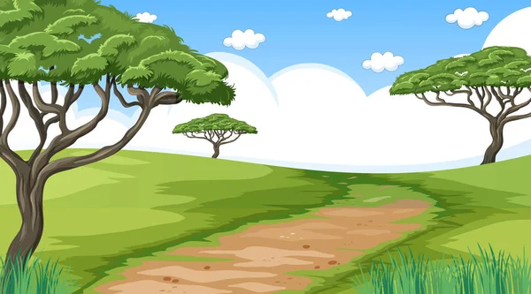 Paisaje Blanco Del Parque Natural Escena Diurna Con Sendero Través — Vector de stock