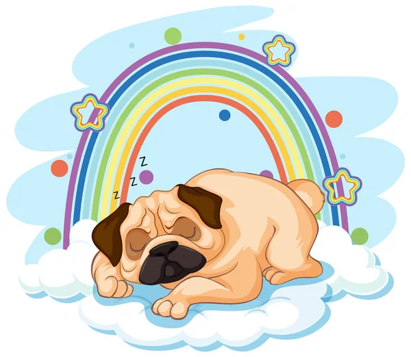 Mignon Chien Sur Nuage Avec Illustration Arc Ciel — Image vectorielle