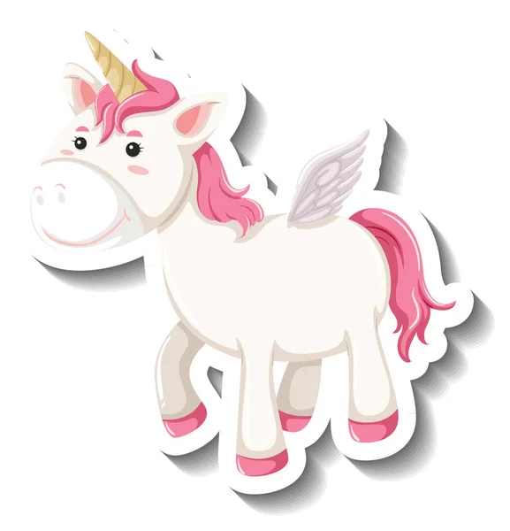 Cute Pegasus Standing Pose White Background Illustration — Stock Vector