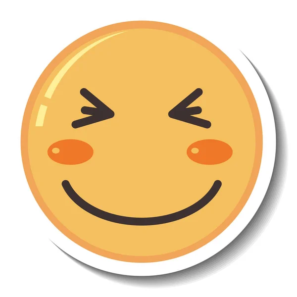 Eine Sticker Vorlage Mit Glücklichem Gesicht Emoji Isolierte Illustration — Stockvektor