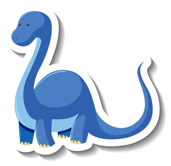 Lindo Dinosaurio Azul Dibujos Animados Carácter Etiqueta Engomada Ilustración — Archivo Imágenes Vectoriales