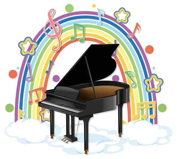 Piano Melody Symbols Rainbow Illustration — Stock Vector