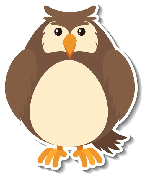 可爱的猫头鹰漫画动物贴纸插图 — 图库矢量图片