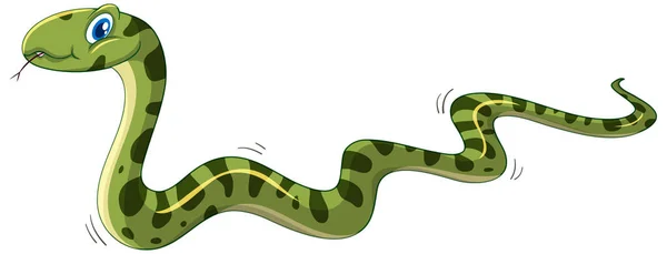 緑のヘビ漫画のキャラクター白の背景イラストに隔離 — ストックベクタ