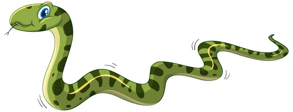 Personagem Desenho Animado Cobra Verde Isolado Ilustração Fundo Branco —  Vetores de Stock