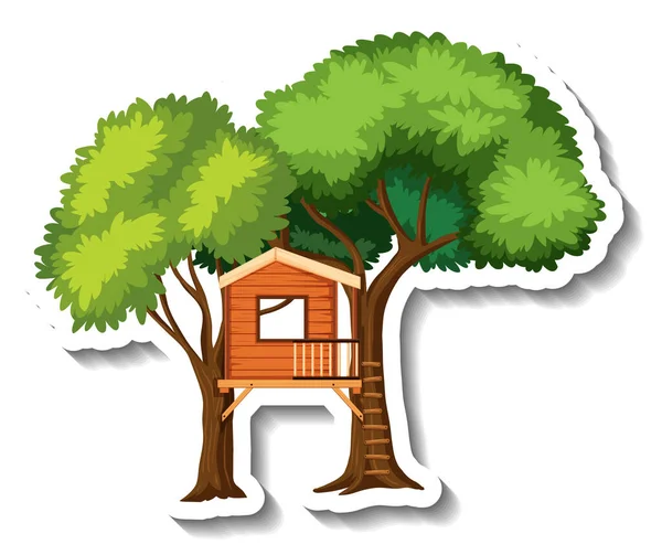 Izolowany Domek Drzewie Drewnianą Drabiną Ilustracja — Wektor stockowy
