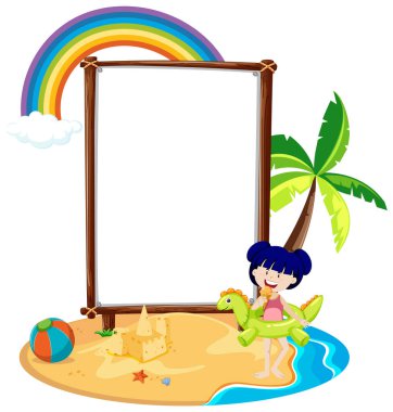 Beyaz arkaplanda izole edilmiş boş afiş içeren yaz plajı teması