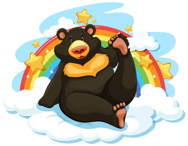 黑熊在云上用彩虹图解 — 图库矢量图片